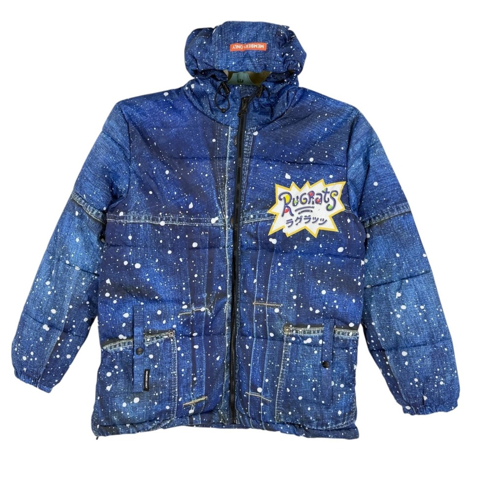 NWT Members Only Mens Nickelodeon Rugrats Blue Puffer Jacket Sz Medium Cozy Warm